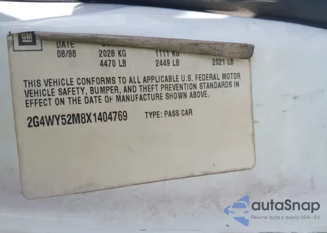 1999 Buick Century Limited из США, поврежденный, VIN 2G4WY52M8X1404769